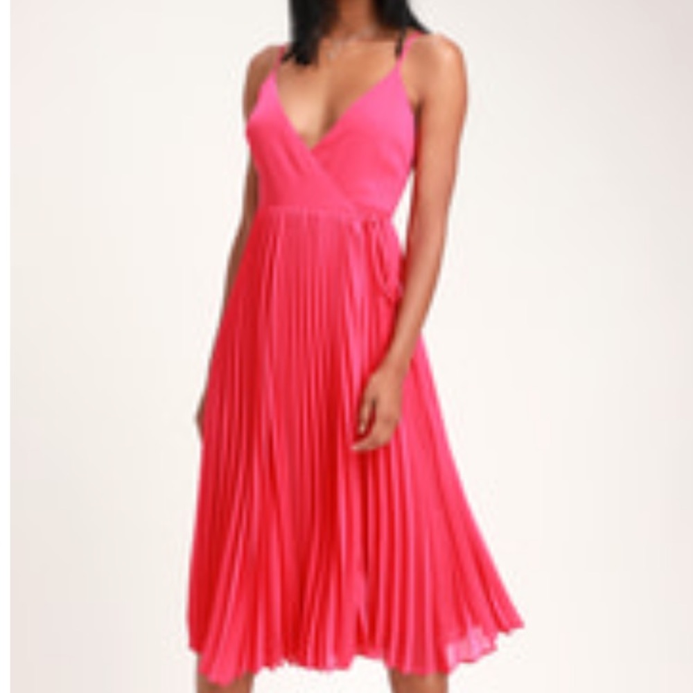 Pink midi wrap dress NWT